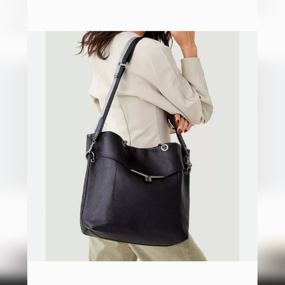 BOTKIER Valentina leather women's Large tote crossbody purse + Dust bag BLACK